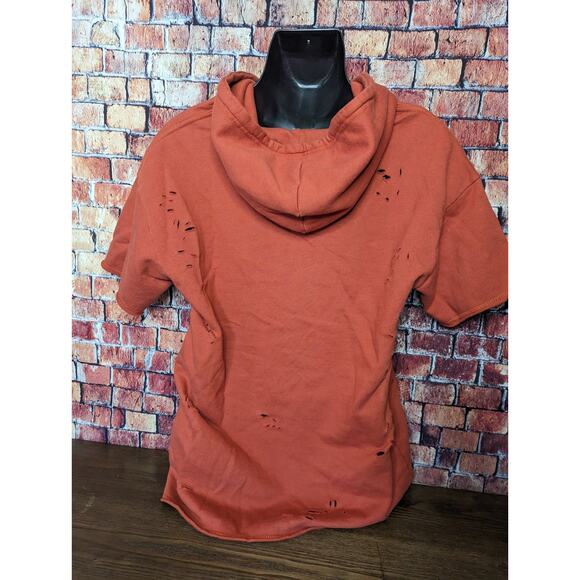 Men PacSun Orange Short-Sleeve Pullover Hoodie Sweatshirt, Size S - Picture 4 of 5